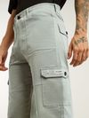 Light Grey Contrast Stitched Cargo Pants